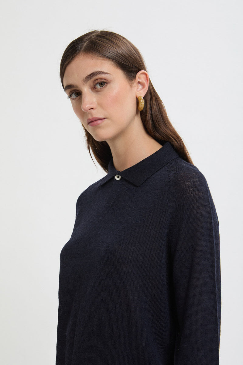 Polo in lana a maniche lunghe