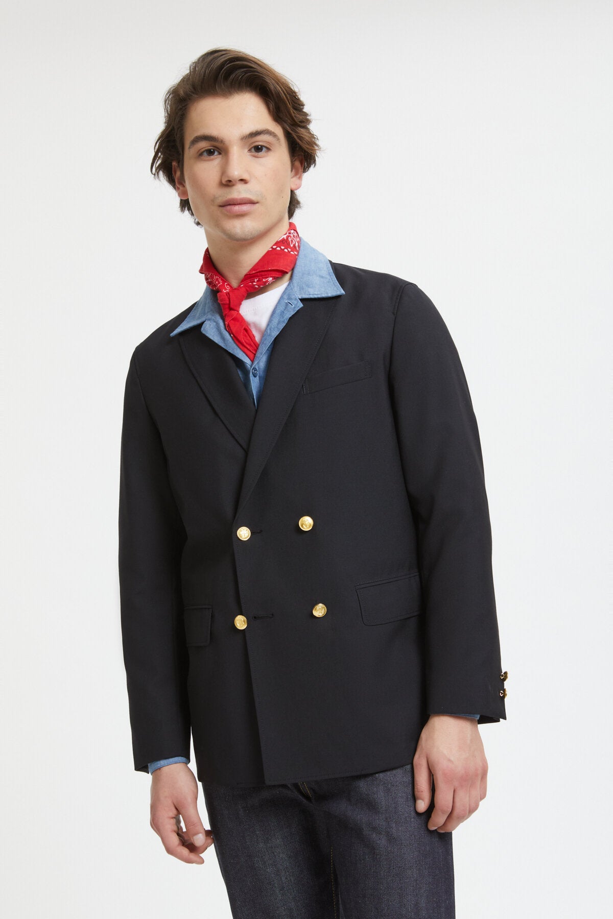 【MEAMS +】4B Double Breasted Blazer Wool 4B Double Breasted Blazer Navy by Beams | Men | WP Store