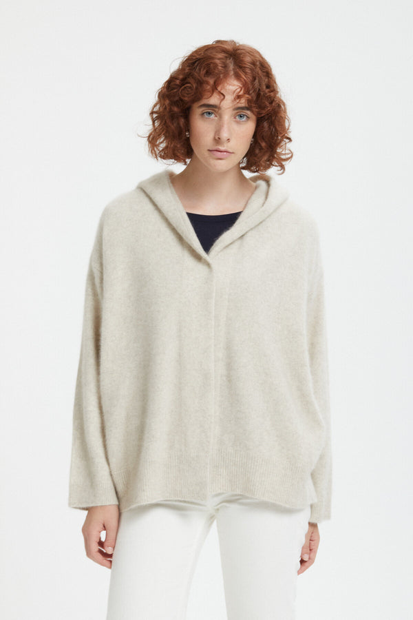 Cardigan con cappuccio in lana