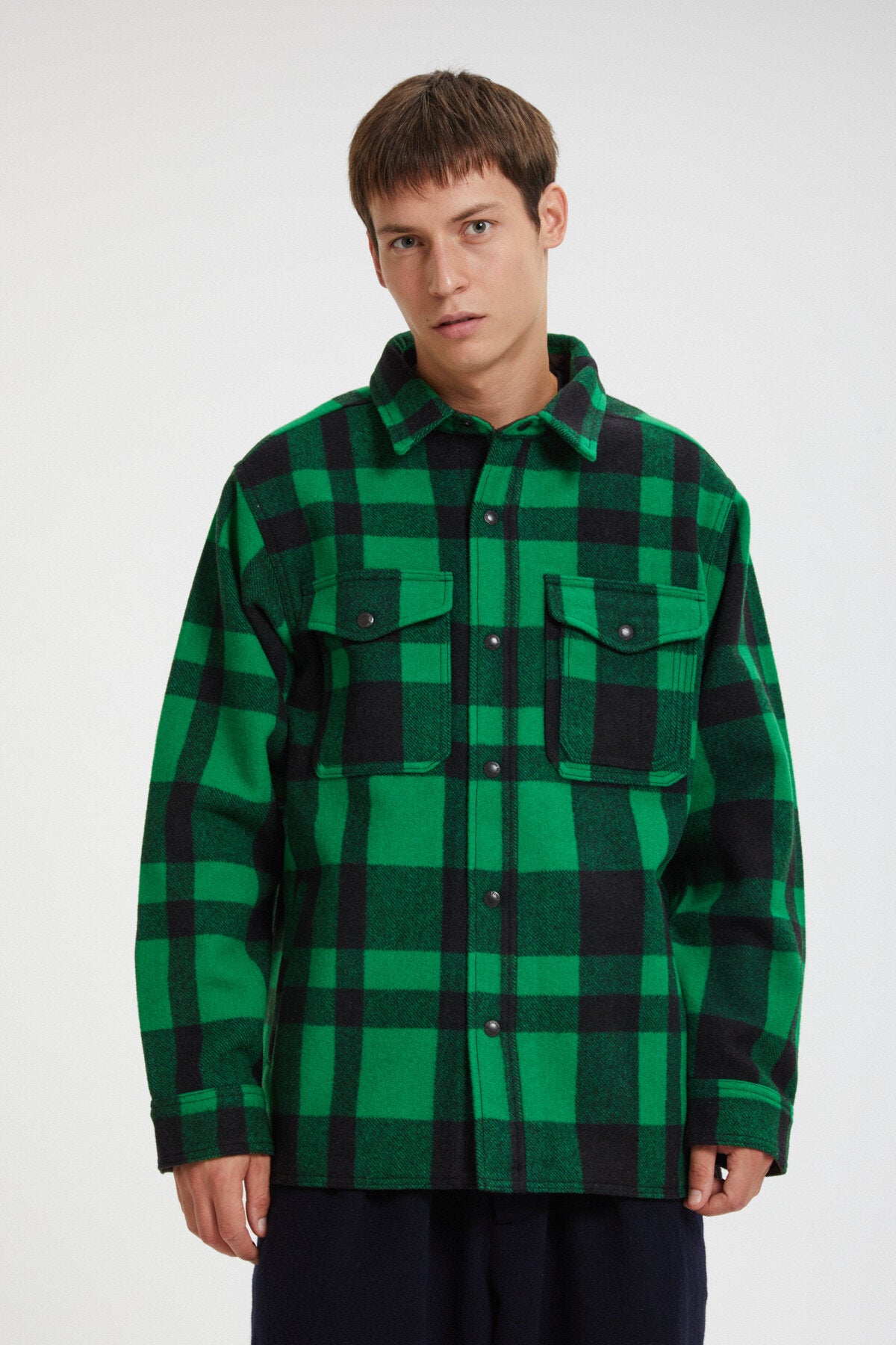 Filson Man MACKINAW WOOL JAC-SHIRT Acid Green / Black Heritage Plaid X ...