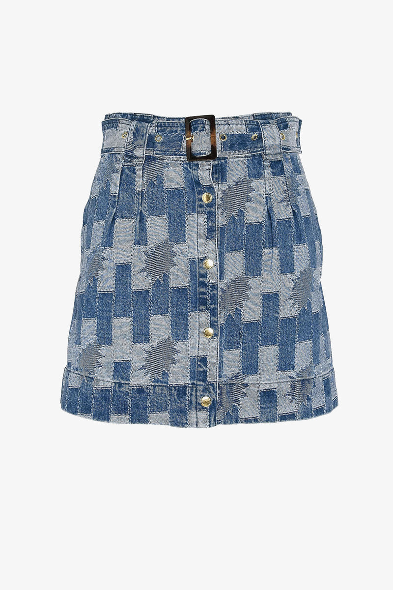 Bowhill Patchwork Denim Mini Skirt