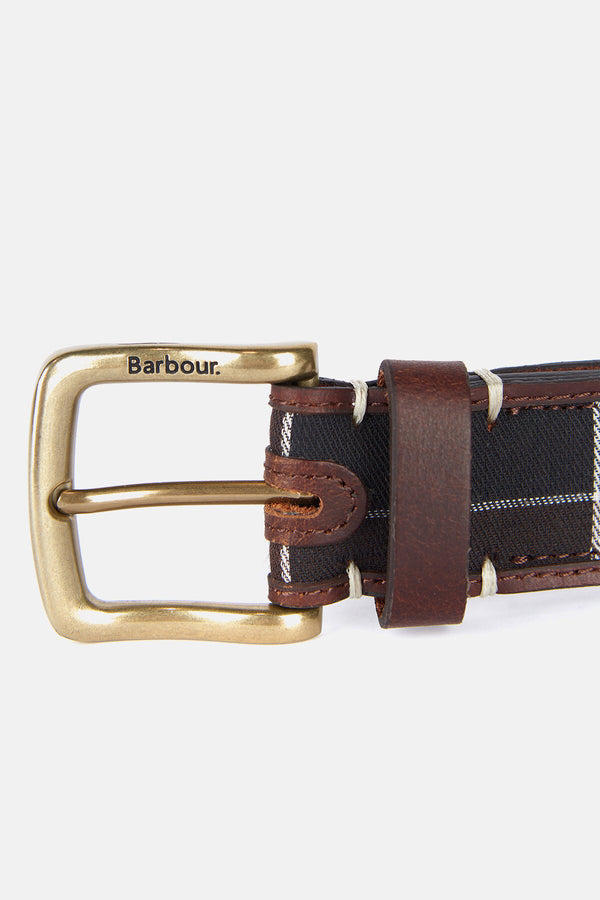 Cintura Barbour in tartan e pelle