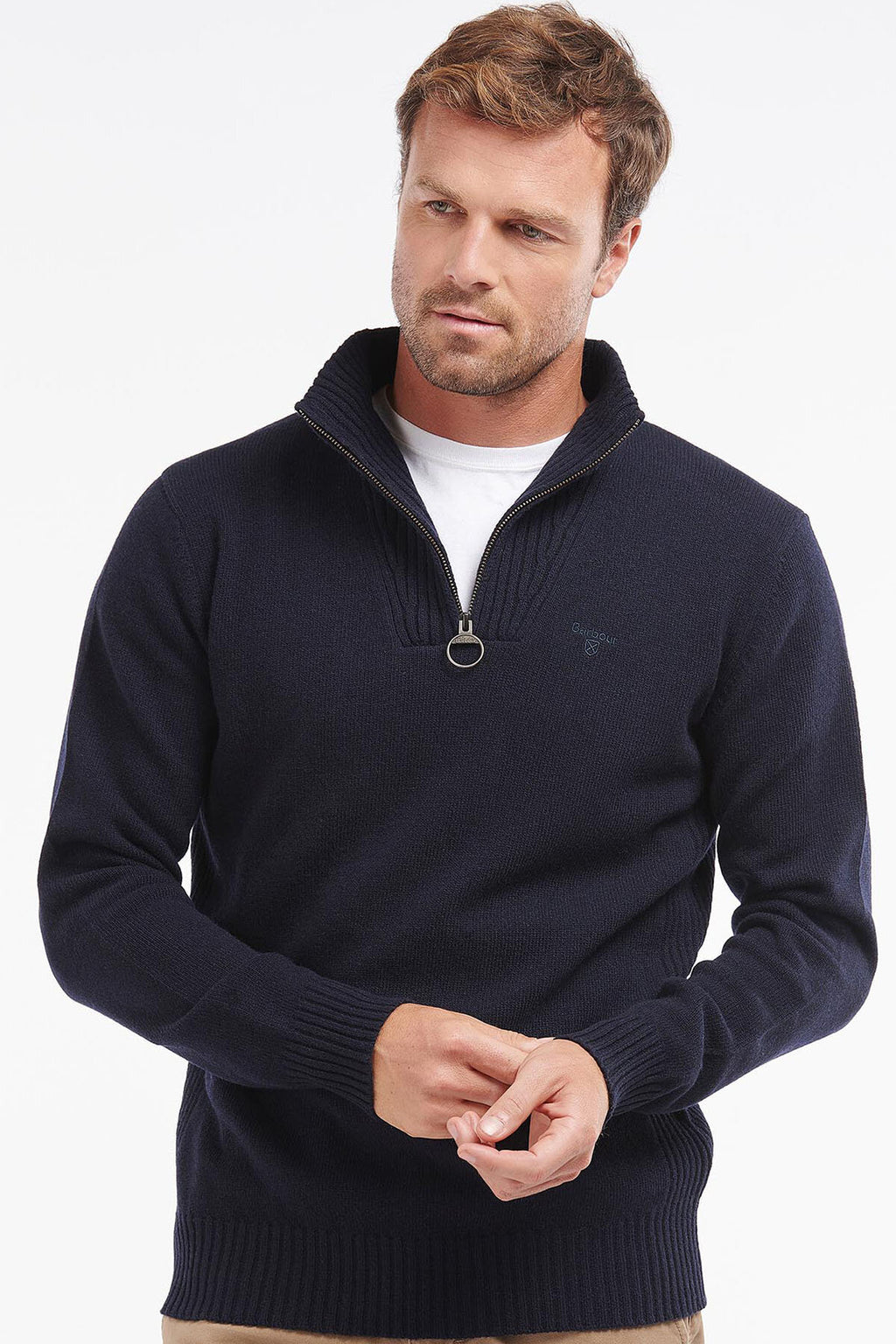 Barbour Maglione con mezza zip in lana d'agnello Navy Uomo WP