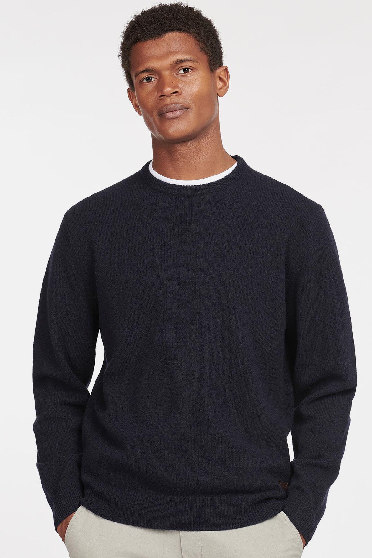 Felpa Girocollo Da Uomo Con Interno Felpato E Logo Script Blu Navy 221811 Bs501