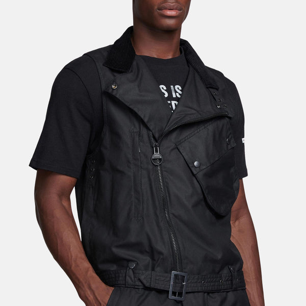 B.Intl X Engineered Garments Waxed Gilet Black by Barbour