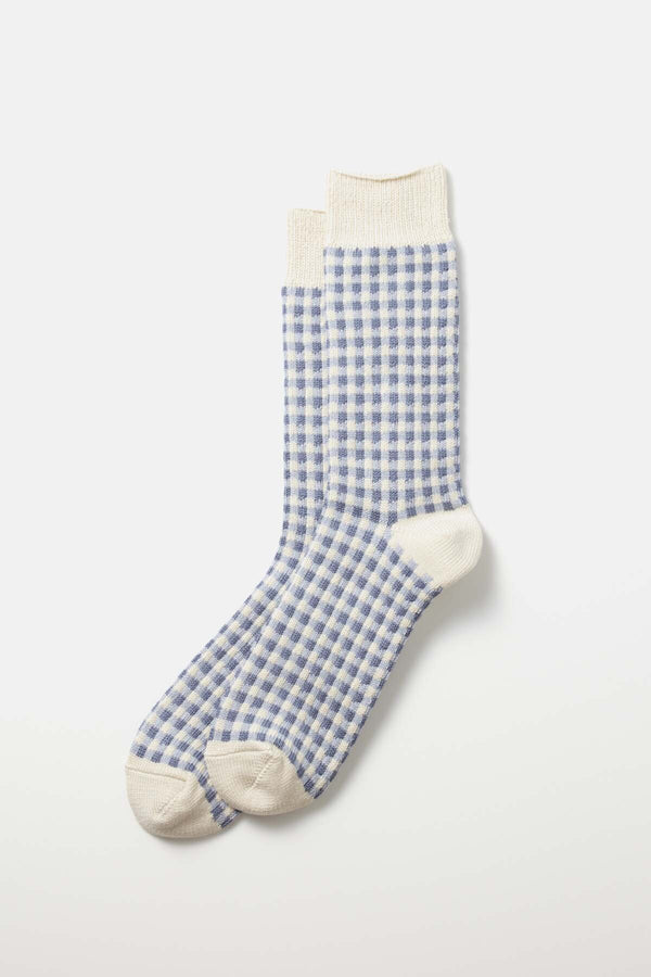 Light Blue Checked Socks