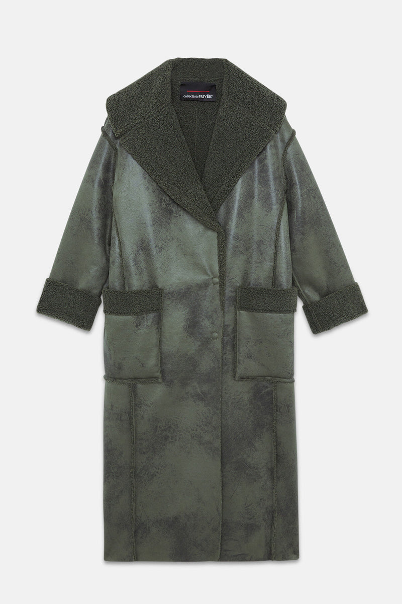 Cappotto Eco-Shearaling effetto pelle