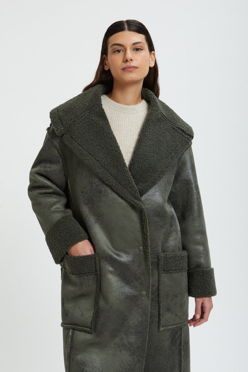 Leather effect Eco Shearling Coat