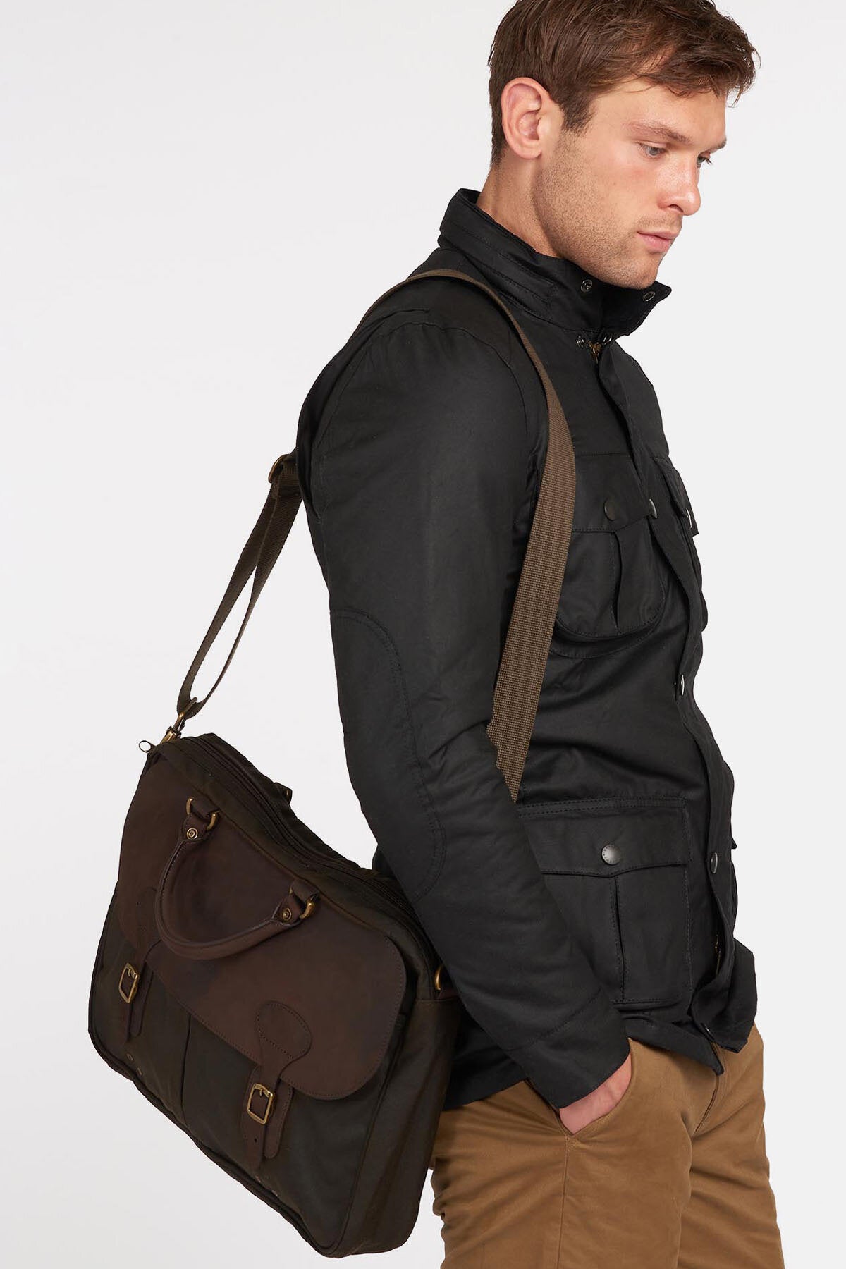 バッグ Barbour Wax Leather Briefcase Wax Leather Briefcase Olive by Barbour | Men | WP Store